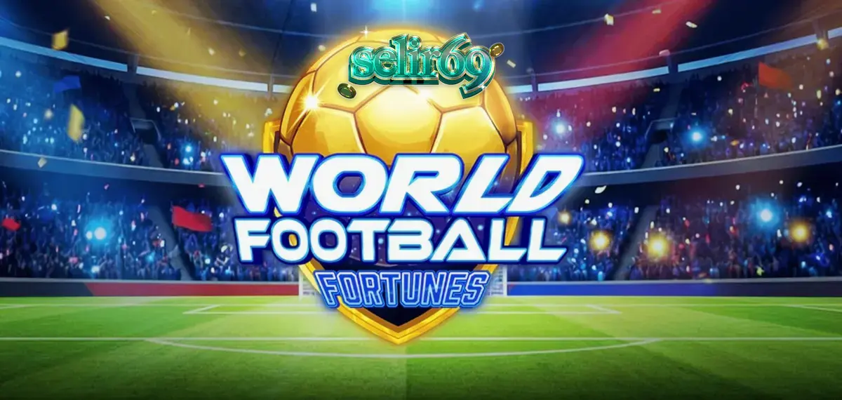Tampilan visual slot World Football Fortunes dengan latar belakang stadion yang megah
